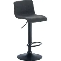 DELUKE Barhocker PESAN - Stoff Dunkelgrau 39x36x84 cm Schwarz | Barstuhl Höhenverstellbar Mit Lehne Drehbar Tresenhocker Tresenstuhl Kneipenhocker