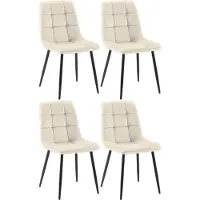DELUKE 4er Set Esszimmerstuhl FIGAD - Samt Creme 45x55x84 cm | Essstühle Esszimmerstühle Küchenstühle Wohnzimmerstühle