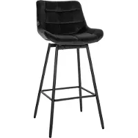 DELUKE Barhocker VISEN - Samt Schwarz 49x56x105 cm | Barstuhl Mit Lehne Drehbar Tresenhocker Tresenstuhl Kneipenhocker Kneipenstuhl