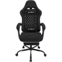 Woltu Gaming Stuhl mit Massagefunktion, Taschenfederkissen, ergonomisch, Tech-Stoff : Schwarz Farbe: Schwarz