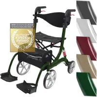 Bescomedical 2 in 1 Rollator-Rollstuhl SPRING VARIO - Leichtgewicht Rollator mit Rollstuhlfunktion & Komfort-Federung - Modell M Jadegrün -