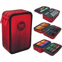 CoolPack - JUMPER 3 - Dreifach-Federmäppchen mit Zubehör - GRADIENT CRANBERRY