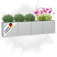 DELUKE Hochbeet für Garten OSKAR Silber | 320x40x77cm | Verzinkter Stahl | Wetterfest | Gartenbeet Kräuterbeet Blumenbeet Beet hoch Frühbeet für Garten Gemüsebeet