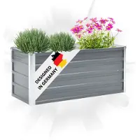 DELUKE Hochbeet für Garten OSKAR Grau | 100x40x45cm | Verzinkter Stahl | Wetterfest | Gartenbeet Kräuterbeet Blumenbeet Beet hoch Frühbeet für Garten Gemüsebeet