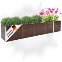 DELUKE Hochbeet für Garten OSKAR Braun | 400x80x77cm | Verzinkter Stahl | Wetterfest | Gartenbeet Kräuterbeet Blumenbeet Beet hoch Frühbeet für Garten Gemüsebeet