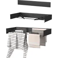 Wasophoogte Wäscheständer Ausziehbar, wäscheständer wand, 4m Trockenlänge, Klappbarr Waschetrockner 80cm, Schwarz - 2 pièces