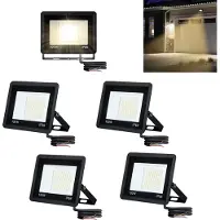 UISEBRT 5x 100W LED Strahler Außen LED Fluter Scheinwerfer Außen IP66 Flutlicht Warmweiß 7000LM Aussenstrahler Flutlichtstrahler Baustrahler