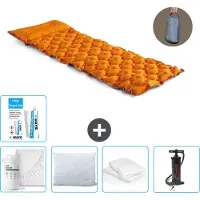 Intex Campingmatte – 1 Person – 71 x 191 x 11 cm – Orange – im Lieferumfang enthalten Spannbettuch - Küssen - Pumpe - Reperaturset en Kissenschutz
