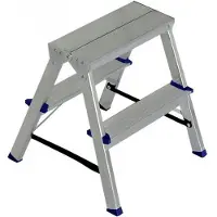 Elkop Doppelstufen-Leiter, aus Aluminium-Profil, profilierte Trittstufen, bis 150 kg, 2 x 2-stufig