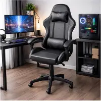 HTI Gaming Stuhl Kunstleder Schwarz