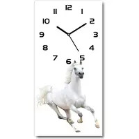 Tulup Wanduhr aus Glas – 30x60 cm - Glasbild - Glasuhr - Gehärtetes Glas -Schimmel im Galopp