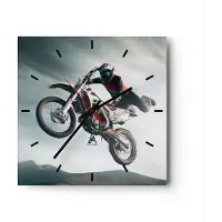 ARTTOR Wanduhr - Quadrat - Glasuhr - Motor Sport Helm - 30x30cm - Schleichendes Uhrwerk - Lautlos - zum Aufhängen bereit - Dekoration Modern - Wanddekoration aus Glas - C3AC30x30-4069