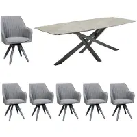 CLEMENTO LC Garden Gartenmöbel-Set 7tlg. Como 200x100cm Tisch mit Sunbrella Drehstühle