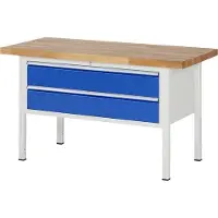 RAU Werkbank mit 2 XXL Schubladen - Teilauszug - 180:2 - 840 x 1.500 x 700 mm (HxBxT) - Traglast 1.250 kg - Buche