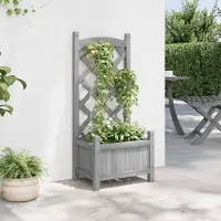 vidaXL "2026 Aktion"Pflanzkübel/Garten-Hochbeet - CLORIS - Pflanzkasten - mit Spalier Grau Massivholz Tanne - DEMöbel9094714