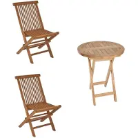 LC Garden Riva Balkonmöbel-Set 3tlg. 80cm Tisch Rund Teak