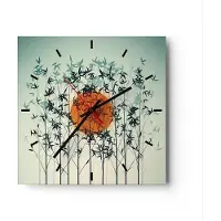 ARTTOR Wanduhr - Quadrat - Glasuhr - Westen Sonne Gras - 30x30cm - Schleichendes Uhrwerk - Lautlos - zum Aufhängen bereit - Dekoration Modern - Wanddekoration aus Glas - C3AC30x30-5104