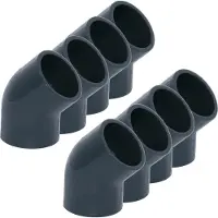 Haf 8x PVC Fittings Winkel 45° mit 63mm x 63mm | Klebemuffe x Klebemuffe | Winkelverbinder aus grauem PVC-U | PN16 für PVC Rohr, Schwimmbad & Teich