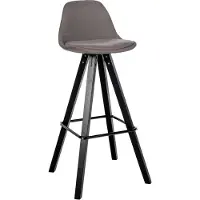 DELUKE Barhocker PALMA - Taupe, Stoff, Schwarz | Barhocker mit Lehne Barstuhl Tresenhocker Tresenstuhl Kneipenhocker Kneipenstuhl