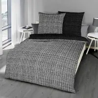 TRAUMSCHLAF Biber Bettwäsche Eternity Combo schwarz 135x200 cm + 80x80 cm