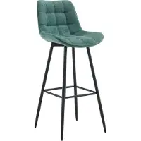 DELUKE Barhocker SYDNEY - Grün, Stoff | Barhocker mit Lehne Barstuhl Tresenhocker Tresenstuhl Kneipenhocker Kneipenstuhl