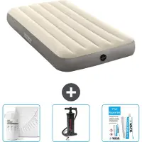 Intex Luftbett – 1 Person – 99 x 191 x 25 cm – Beige – im Lieferumfang enthalten Spannbettuch - Pumpe en Reperaturset