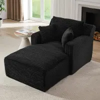 OKWISH Relaxsessel mit Armlehnen und Rückenlehne, Bequemes Einzelsofa Cord, Loungesofa ohne Montage,für kleine Wohnungen in Schwarz
