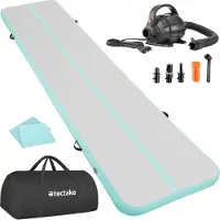 TecTake Airtrack Trainingsmatte AirFlexy aufblasbar inkl. Transporttasche, 397 x 104 x 10 cm