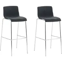 DELUKE 2er Set Barhocker TENAR - Stoff Dunkelgrau 43x48x100 cm Silber | Barstuhl Mit Lehne Tresenhocker Tresenstuhl Kneipenhocker Kneipenstuhl