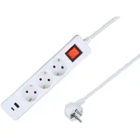 As Schwabe as-Schwabe 3-fach Steckdosenleiste Schalter USB A/C 1,4m Mehrfachsteckdose IP20