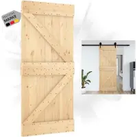 DELUKE Schiebetür Holz KEOR rustikal Natur | 85x210cm, Kiefernholz Tür | ohne Beschlag | Holzschiebetür Scheunentür Schiebetüren Holztür Schiebetürsystem Zimmertür Innentür