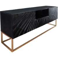 Riess Massives TV Lowboard SCORPION 160cm schwarz Mangoholz aufwendige 3D Schnitzereien Sideboard TV Schrank