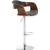 CLP Barhocker Kingston Stoff drehbar und stufenlos verstellbar | Farbe walnuss/dunkelgrau