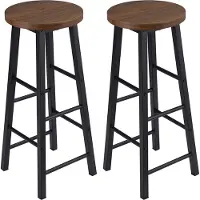 Woltu Barhocker 2er Set Bistrohocker, Gestell aus stabilem Stahl, Sitzfläche aus MDF, Dunkelbuche