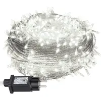 Izrielar 100M LED Lichterkette 500LEDs 8 Modi mit Memory Funktion, Weihnachten Party Garten Bedienung Funkelnder Sterneffekt Deko Transparent Kabel Kaltweiß
