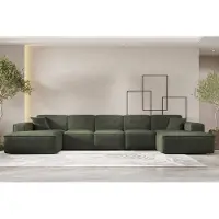Fun-Möbel Wohnlandschaft Sofa U-Form CESINA XL in Stoff Ascot Bukla Winter Moss
