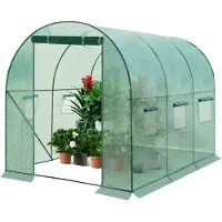 Woltu Gewächshaus, Tomatenhaus mit Tür 6 Fenster, 300x200x200 cm, Grün