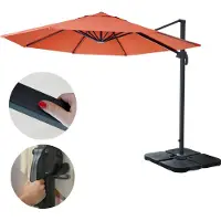 Mendler Gastronomie-Ampelschirm HWC-A96, Sonnenschirm, rund Ø 3m Polyester Alu/Stahl 23kg terracotta mit Ständer