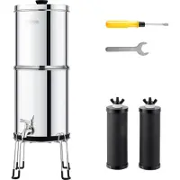 Vevor Schwerkraft-Wasserfiltersystem, 2,25 G 304 Edelstahl-Arbeitsplatten-Wasserfiltersystem, reduziert Blei und bis zu 99 % Chlor, mit 2 Kohlefiltern/Zapfhahn/Ständer
