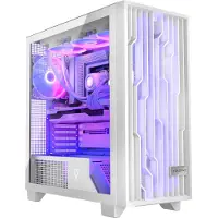 Modecom Volcano Perun Apex ARGB Midi Tower Weiß, 4 ARGB Lüfter, Glasfenster, Mesh Front, passend für ATX, Computer Gehäuse