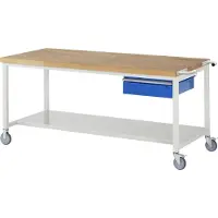 RAU Fahrbare Werkbank 8001, B2000xT900xH880mm, Ablageboden-MT, 1x Schublade-TA