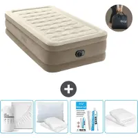 Intex Luftbett - 1 Person - 99 x 191 x 46 cm - Beige - Inklusive Pumpe - Spannbettuch - Küssen - Reperaturset en Kissenschutz