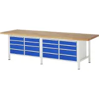 RAU Werkbank höhenverstellbar 8477A2, B3000xT900xH840-1040mm, 16x Schublade-TA