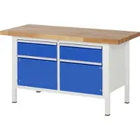 RAU Werkbank Modell 8466, 2 Schubladen, 2 Türen, höhenverstellbar, B 1500 x T 700 x H 840-1040 mm