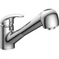 Schutte Küchenarmatur ALBATROS mit Geschirrbrause, Wasserhahn Küche ausziehbar, schwenkbare Mischbatterie Küche in Chrom