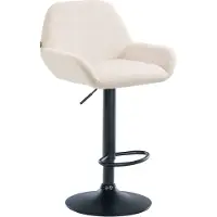DELUKE Barhocker DUBLIN - Creme, Samt, Schwarz | Barhocker mit Lehne Barstuhl Tresenhocker Tresenstuhl Kneipenhocker Kneipenstuhl