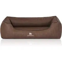 Knuffelwuff Orthopädisches Hundebett Rockland aus Kunstleder XL 105 x 75cm Braun