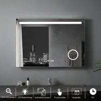 Lisa Badspiegel 80x60cm LED mit Beleuchtung, Wandspiegel Badezimmerspiegel Beschlagfrei Dimmbar mit Touch-schalter+Anti-fog IP44 Energie A++ 3-Fach Vergrößerung MIH
