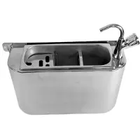 Chefgastro Spülbecken für Eisportionierer mit Wasserhahn, Wasseranschluss, Ablauf und Überlaufror HxBxT 27x41x12cm