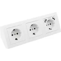 McPower Steckdosenblock Flair Aufbau weiß 3-fach Schutzkontakt + USB